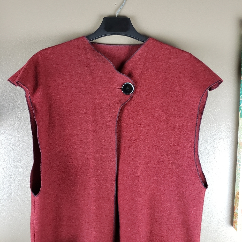 VINTAGE Lagenlook Wool sleeveless cardigan Large - Picture 5 of 10
